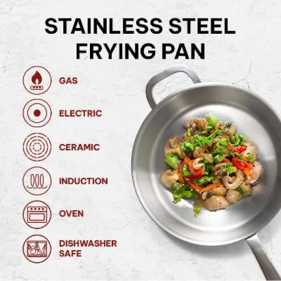 Beka Maestro Frying Pan Skillet - Stainless Steel Pan for Stainless Steel Cookware Set 5-Ply Construction, Oven Safe, Non Toxic Cookware image {3}
