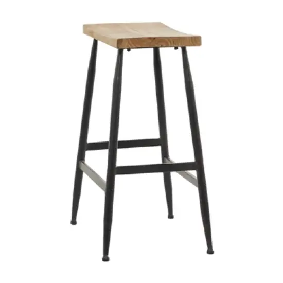 Industrial Metal Counter Height Barstool Black - Olivia & May image {1}