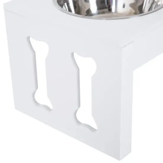 PawHut 23" Modern Decorative Dog Bone Wooden Heavy Duty Pet Food Bowl Elevated Feeding Station image {6}