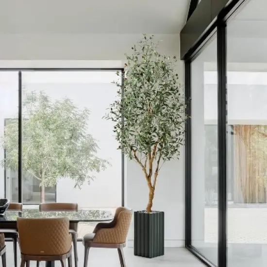 Olive Trees Artificial Indoor, Artificial Plants, Olive Tree with Planter, Fake Topiary Silk Tree with Natural Wood Trunk and Lifelike Fruits image {4}