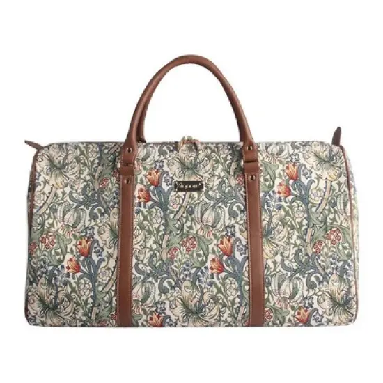 Signare USA William Morris Golden Lily Green Big Holdall/Duffel Bag image {7}