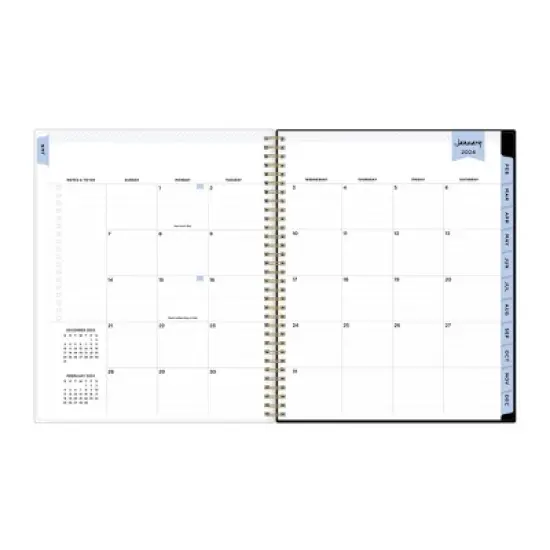 Day Designer 2024 Planner 8.5"x11"  Weekly/Monthly Clear Pocket Cover Wild Blooms Black image {5}