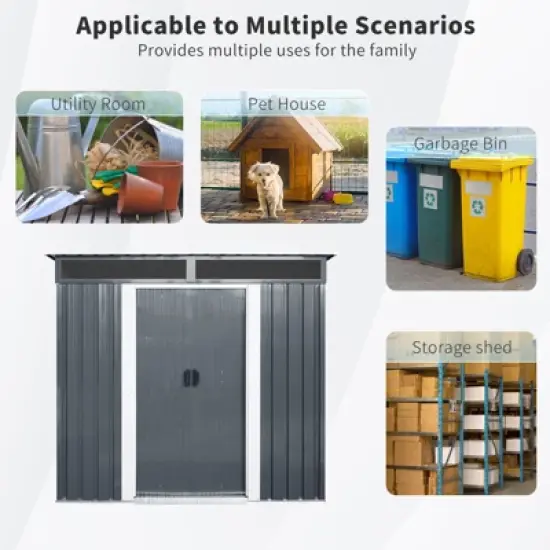 APRILSOUL77.00"Outdoor Metal Storage Shed with Window and Transparent plate for Garden image {6}