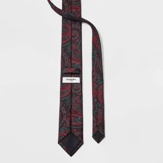 Men's Paisley Print Neck Tie - Goodfellow & Co&trade; Burgundy One Size image {1}