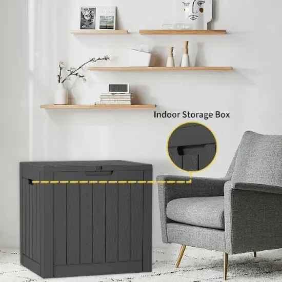 BI&SEA 30 Gallon Waterproof Deck Box-053,Lockable Resin Storage Box for Patio Furniture Cushions Garden Tools and Outdoor Delivery Storage image {2}