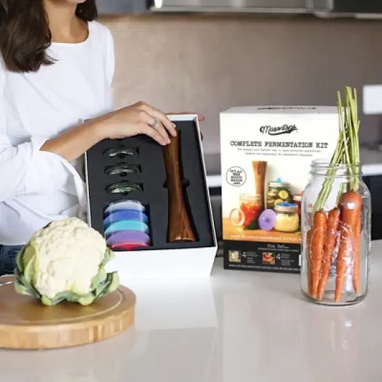 Masontops Complete Mason Jar Fermentation Kit: 10-Piece Set with Silicone Lids & Weights, Recipe Book, Tamper image {2}