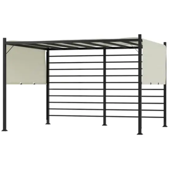 Outsunny 10' x 12' Outdoor Pergola Patio Gazebo Retractable Canopy Sun Shelter with Steel Frame, Beige image {3}