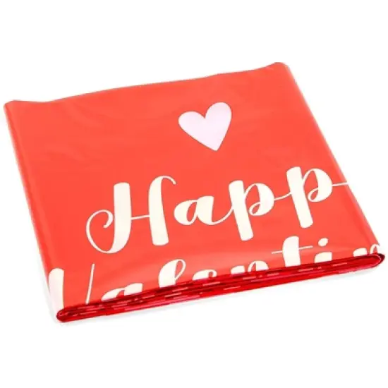 Sparkle & Bash 3 Pack Red Heart Plastic Tablecloth  Valentine's Day Party Supplies, 54 x 108 in image {5}