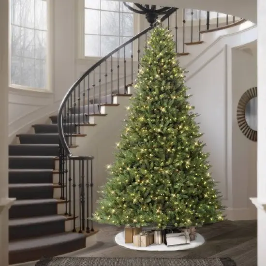 9ft Pre-lit Artificial Christmas Tree Full Forest Fir - Puleo: Hinged, Incandescent Lights, Easy Setup image {5}