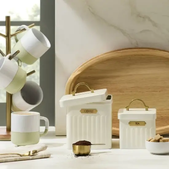 Metal Coffee Tin with Scooper Cream/Brass - Hearth & Hand&trade; with Magnolia image {1}