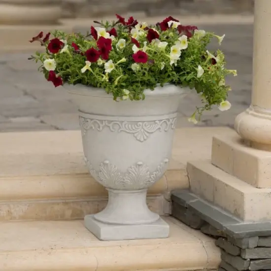 20" Wide Planter Urn Patio Moroccan Fiber Stone White - Christopher Knight Home image {1}