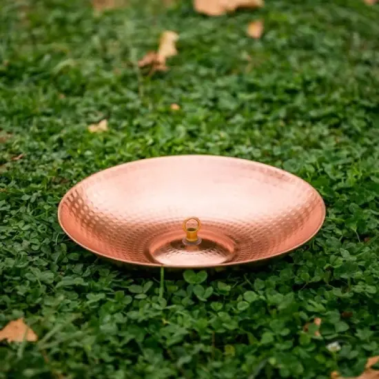 Marrgon 11" Copper Anchoring Basin - Hammered Metal Bowl for Rain Chain Downspouts image {2}