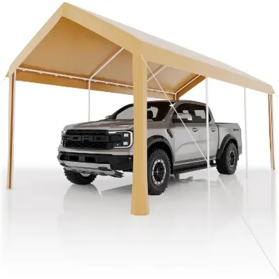 10x20FT Extra Wide Heavy-Duty Portable Carport with 8 Legs, Durable Garage Shed Tent for Cars, Trucks, SUVs, All-Weather Canopy Cover image {9}