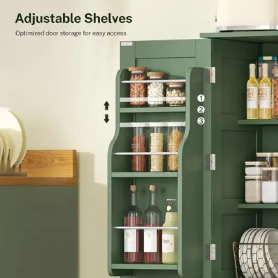 USIKEY Pantry Cabinet, Kitchen Pantry Storage Cabinet with Doors and Adjustable Shelves, Food Pantry for Kitchen, Dining Room, Living Room, White image {8}