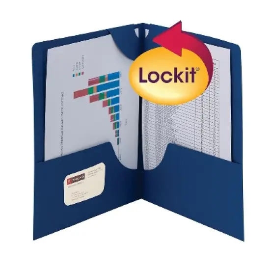 Smead Lockit Two-Pocket Folder Textured Paper 11 x 8 1/2 DK Blue 25/BX 87982 image {1}