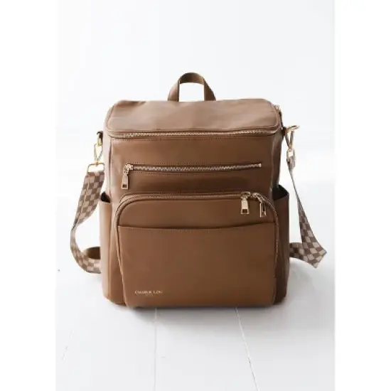 Vegan Leather Diaper Bag | Melted Chocolate | Charlie Lou Baby image {2}