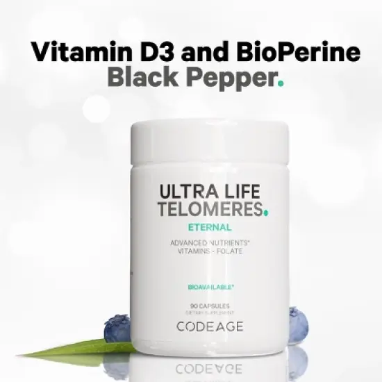 Codeage Life Telomeres & DNA Supplement , 5-MTHF, Vitamin B12, Cholecalciferol D3, Botanicals - 90ct image {4}