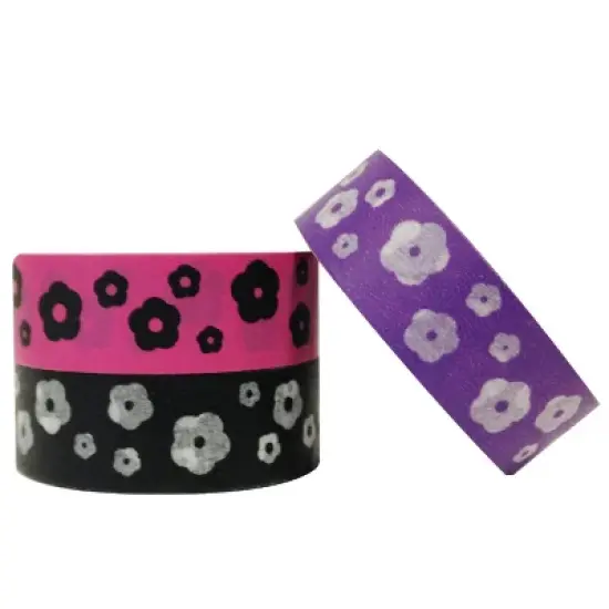 Wrapables Go Happy Floral Japanese Washi Masking Tape (Set of 3) image {2}
