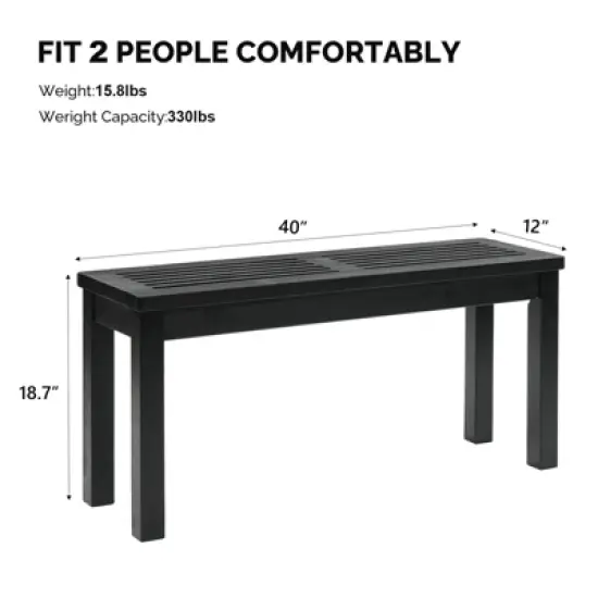 Karl Home | 40-Inch Solid Wood Backless Outdoor Bench image {2}