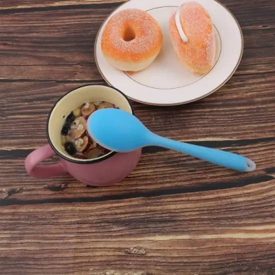 Unique Bargains Kitchen Restaurant Dinner Table Dessert Utensils Silicone Spoon image {1}