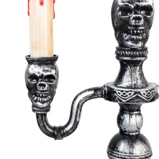 Northlight Antique-Style Skull Trio Flickering Halloween Candelabra - 13.75" - Amber Lights image {5}