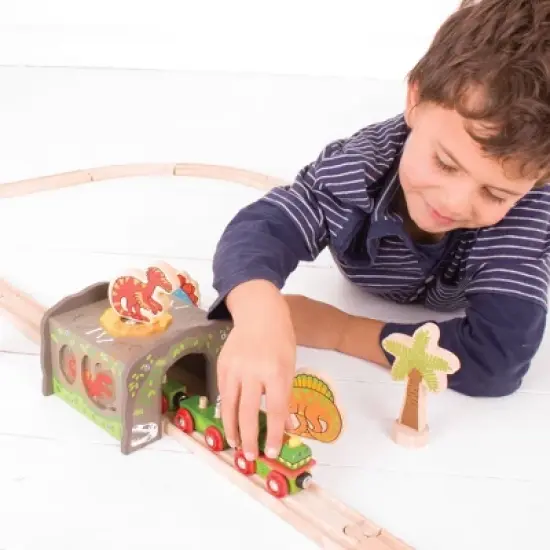 Bigjigs Rail T-Rex Tunnel Wooden Railway Train Set Accessory image {3}