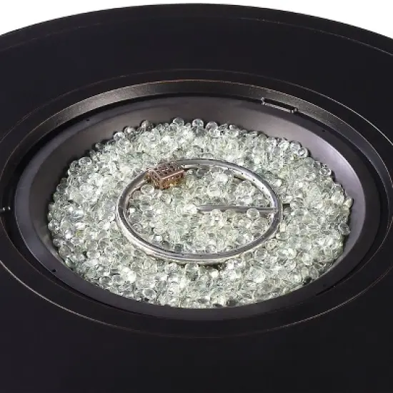 5pc Outdoor Dining Set with 44" Round Fire Table, 4 Deep Seating Swivel Rocking Chairs & Table Fabric Covers - Tan/Copper - Oakland Living image {5}