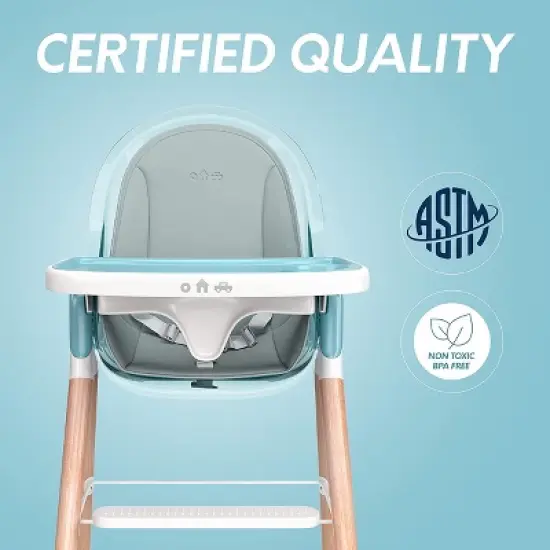 Children of Design Adjustable 6-in-1 Wooden Classic High Chair for Babies & Toddlers image {4}