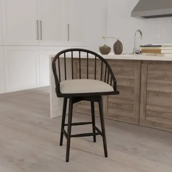 Braddock Spindle Back Memory Return Swivel Counter Height Barstool Rubbed Black - Hillsdale Furniture image {9}