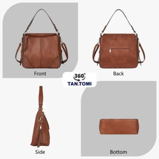 Hobo Crossbody Bags for Women Vegan Leather Purses and Handbags Bucket Bags Ladies Shoulder Purses for Everyday image {4}
