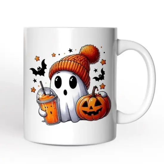 Cute Ghost with Coffee Drink, Halloween Mug, Fun Boujee Gift (Non-Custom Only)| OrnamentallyYou image {3}