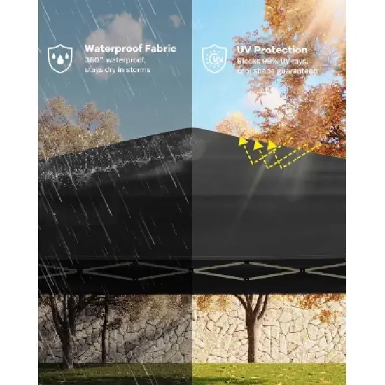 10'x10' Pop Up Canopy, Waterproof & UV-Resistant Outdoor Canopy with Center Lock and 1 Sidewalls, for Picnics, Camping, Beach, and Outdoor Gatherings image {3}