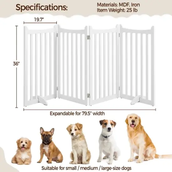 Yaheetech 36inch Freestanding Wooden Fence Foldable Pet Gate image {3}