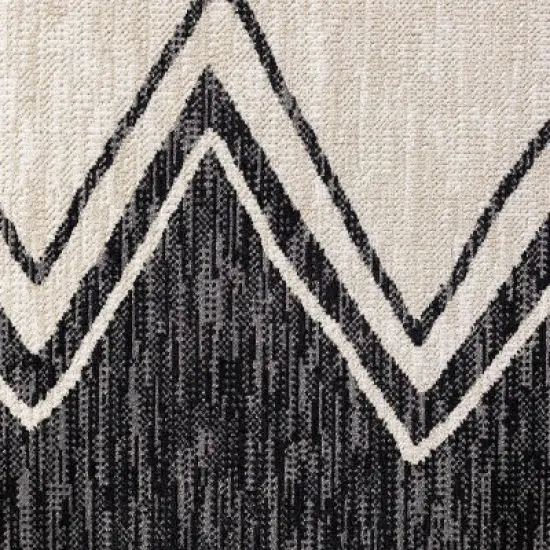 7'9" x 10'2" New York Patio Sofia Leon Indoor/Outdoor Rug Black/Ivory - Nicole Miller: UV & Weather-Resistant image {2}