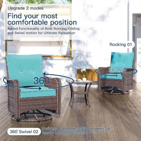 ALAULM 11PCS Outdoor Patio Furniture Set,PE Rattan Sectional Sofa Patio Conversation Sets with Fire Pit Table image {7}