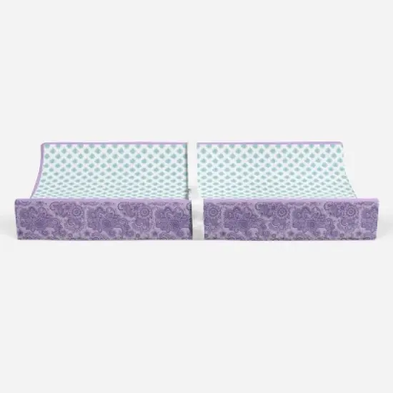 Bacati - Isabella Paisley Lilac Leaves Changing Pad Cover image {5}
