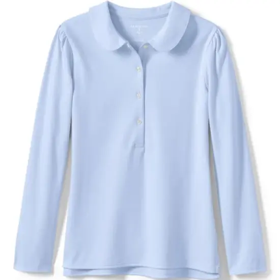Lands' End Girls Long Sleeve Peter Pan Collar Polo Shirt image {3}