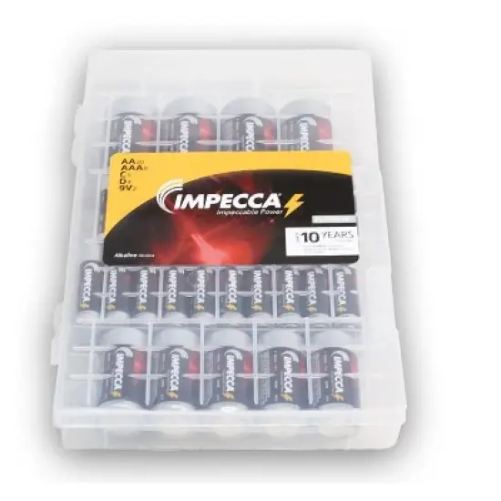 Impecca Alkaline Batteries 39 Variety Pack AA-20 / AAA-8 / C-5 / D-4 / 9Volt-2 (39-Cells) image {2}
