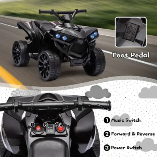 Kids ATV 4 Wheeler, 6V Ride on Toy, Wear-Resistant Wheels, Music & Foot Pedal, Battery Powered Electric Quad Car for Kids Toddlers 3-10 image {5}