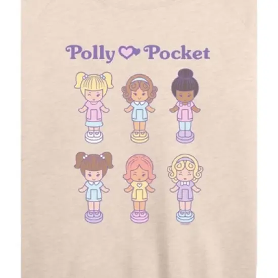 Women's - Polly Pocket - Polly Pocket Doll Grid Lightweight French Terry Wide Neck Long Sleeve Graphic Shirt image {1}