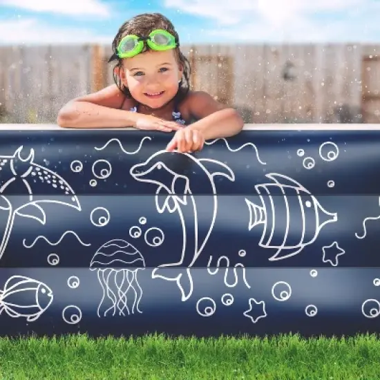 Galvanox Above Ground Inflatable Kiddie Pool Large Size Blow Up Swimming Pools Play Center Kids Children Family Outdoor Garden Backyard 120"x72"x22" image {5}