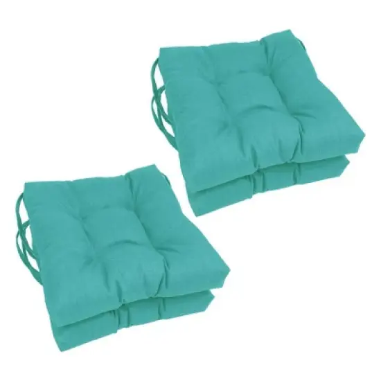 Blazing Needles, 16-inch Spun Polyester Solid Outdoor Square Tufted Chair Cushions (Set of 4) image {3}