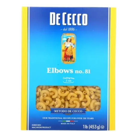 De Cecco Elbows Macaroni - Case of 20/16 oz image {1}
