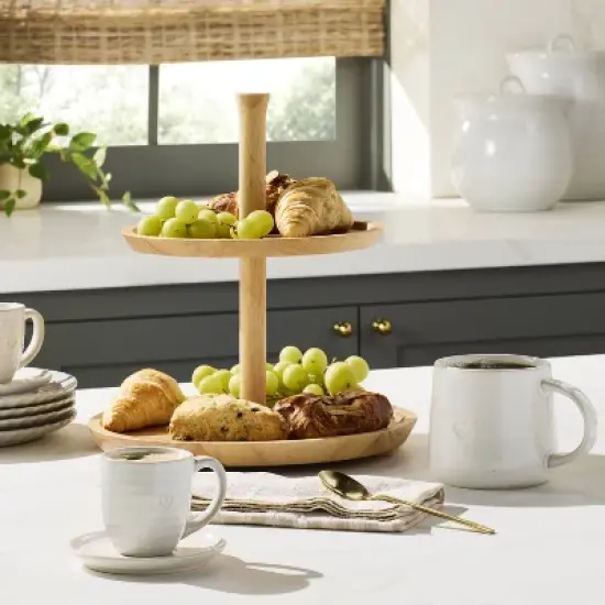 2-Tier Rubberwood Serving Tray - Hearth & Hand&trade; with Magnolia image {1}