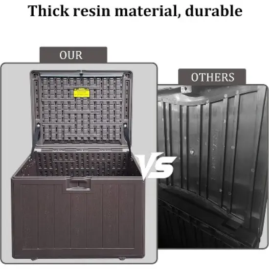 35 Gallon ProPlus Lockable Resin Deck Box,Waterproof Outdoor Storage Box for Patio Furniture,Garden Tools,Brown image {4}
