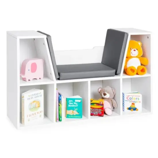 Best Choice Products 6-Cubby Kids Bedroom Storage Organizer, Multi-Purpose Bookcase w/ Cushioned Reading Nook image {7}