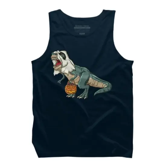Men's Design By Humans Trex Ghost Costume Design Funny Halloween Dinosaur By Threadlets Tank Top image {6}