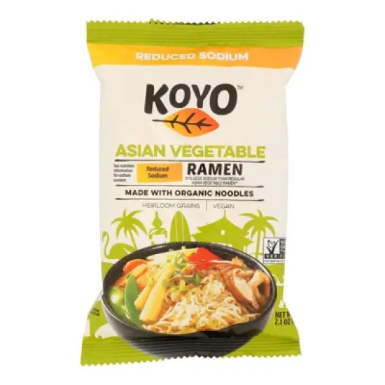 Koyo Reduced Sodium Asian Vegetable Ramen - Case of 12/2.1 oz image {1}
