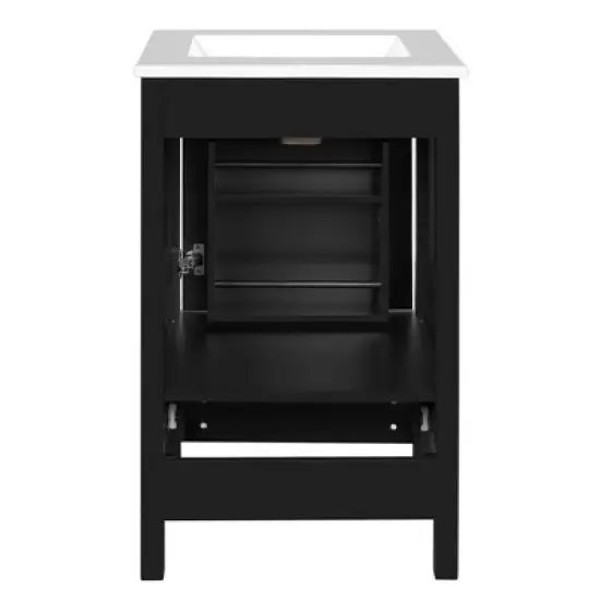 Whisen 30 in. Bathroom Storage Cabinet Bathroom Vanity with 2 Soft Closing Doors and Drawer image {8}