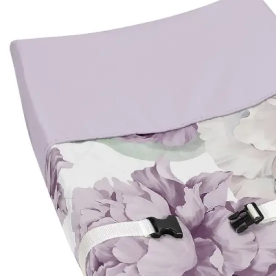 Sweet Jojo Designs Girl Changing Pad Cover Peony Floral Garden Purple and Ivory image {2}